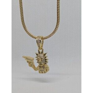Brand New Iced Out 14K VVS CZ Rick & Morty Animated Pendant W/ 20in Franco Chain